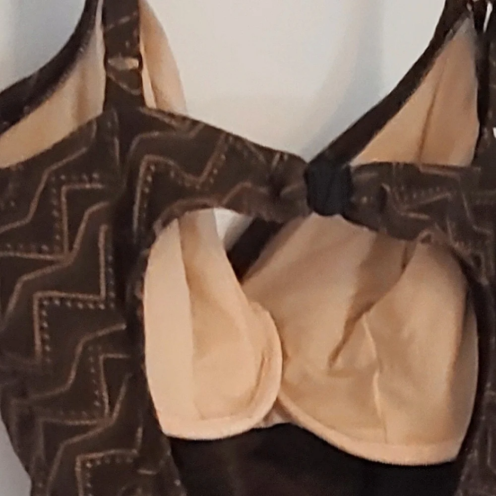 Sexy Brown & Shiny Gold French-cut 1 piece Swimsuit
